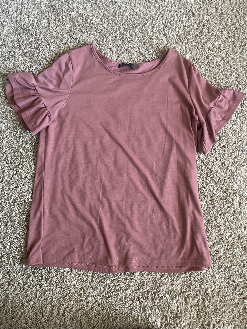 Ruffle Sleeve Top - Dusty Rose